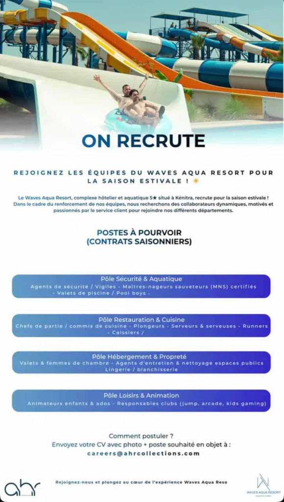 Recrutement Waves Aqua Resort Kénitra