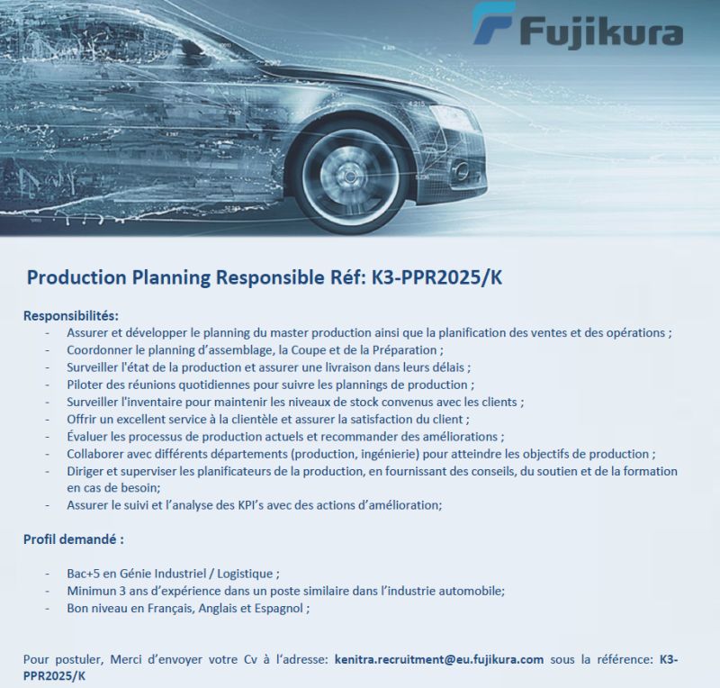 Fujikura Automotive Morocco recrutement