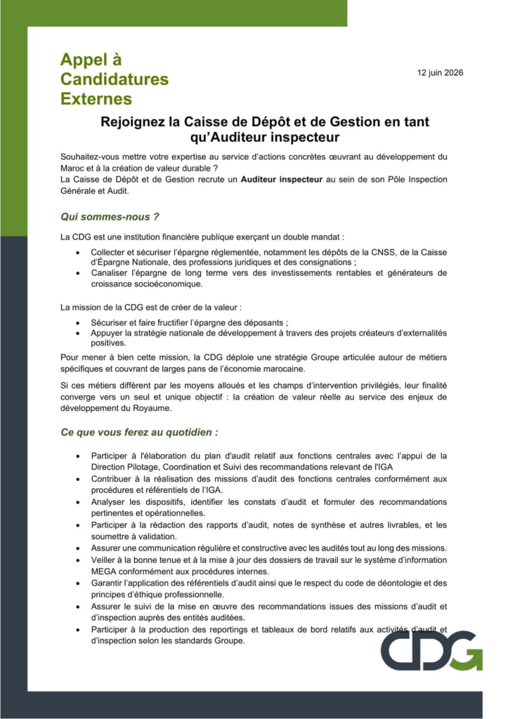 Recrutement Groupe CDG 2026