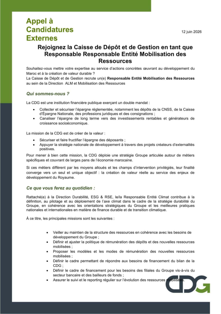 Recrutement Groupe CDG 2026