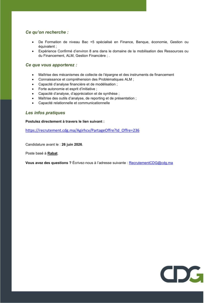 Recrutement Groupe CDG 2026